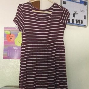 Burgundy white stripe dress